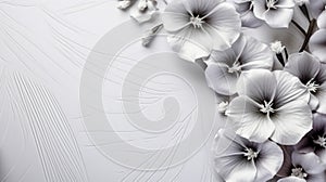 Striebro kvety na bielom vrstvené a štruktúrovaný povrchy 