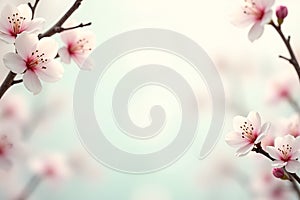 small white flowers on tree branches.spring