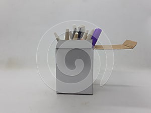 A small white foldable paper boxes in white isolation background