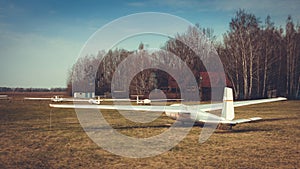glider at the airfield outdoors
