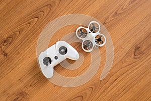 Small white indoor home brushless fpv quadcopter