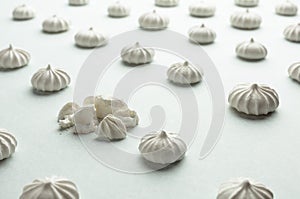 Small white meringues on the table