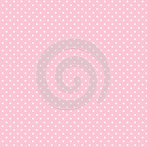 Small White Polka dots on Pastel Pink, Seamless Background