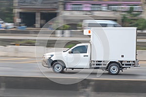 Small white trucks for refrigerators, fast road transport