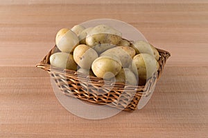 Baby potatoes in a wicker basket