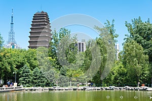 Small Wild Goose Pagoda(UNESCO World Heritage). a famous historic site in Xi'an, Shaanxi, China.