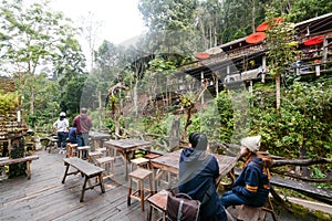 Small wood church at kantrapruksa temple in Mae Kampong ,Chiang Mai, Thail