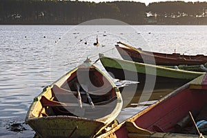 Small wooden boat at the dock.