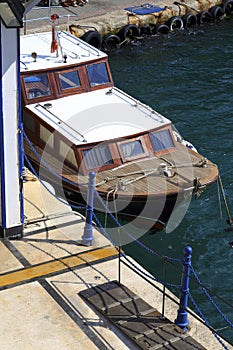 Small wooden boats in Bosphorus, Istanbul,Turkey.