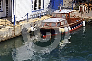 Small wooden boats in Bosphorus, Istanbul,Turkey.