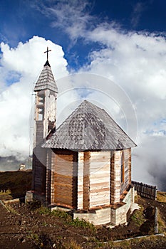 Chapel on the Col di Lana, Alps Dolomites mountains photo