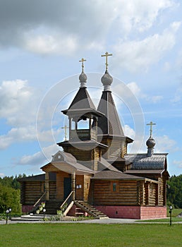 Small wooden country orthodox church in Russia