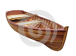 Small wooden dinghy isolated.