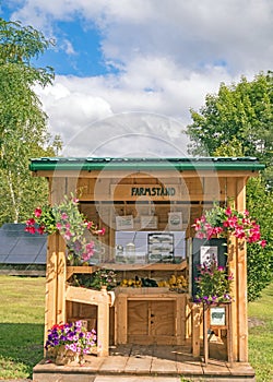 Small wooden farmstand in Summer