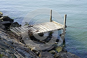 Small wooden pier near the river