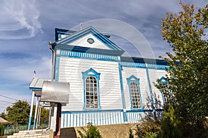 A small wooden provincial Ukrainian Orthodox Church of the Moscow Patriarchate. Odessa region, Kodyma, 2012