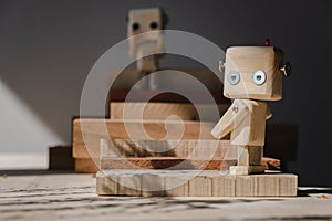 small wooden robot