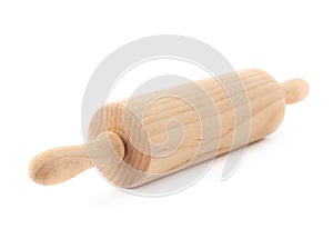 Small wooden rolling pin isolated