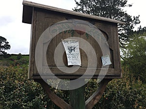 Small wooden sign in the park