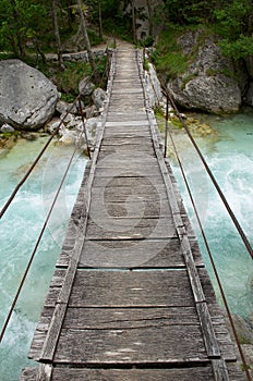 Small wooden,suspension bridge