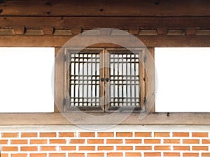 Small wooden window in traditional Korean house