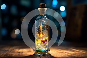 Small world in a bottle, AI generated