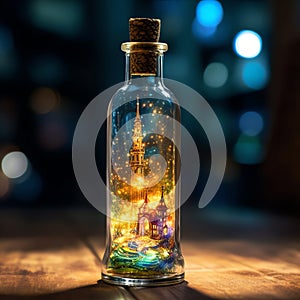 Small world in a bottle, AI generated