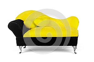 Small yellow sofa over white background