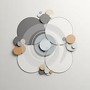 Smaller circles are layered on larger ones adding depth and dimension