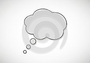 Smaller, decreasingly sized circles lead to the main bubble, suggesting