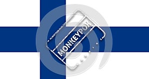 Smallpox of monkeys in Finlandia, Flag of Finlandia with stamp o available pandemic infection of smallpox of monkeys photo