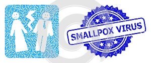 Textured Smallpox Virus Stamp and Recursive Broken Wedding Icon Composition