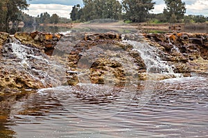 Smalls waterfalls produced by the rain in the red river