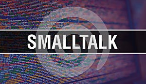 Smalltalk with Binary code digital technology background. Abstract background with program code and Smalltalk. Programming and