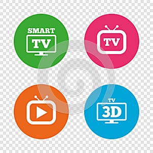 Smart 3D TV mode icon. Retro television symbol.