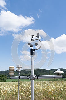 Smart agriculture and farm technology weatherstation anemometer,  meteorological instrument to measure the wind speed and