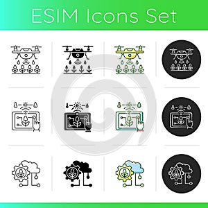 Smart agriculture icons set