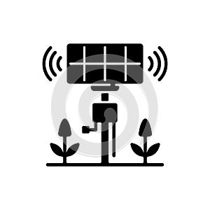 Smart agriculture sensors black glyph icon photo