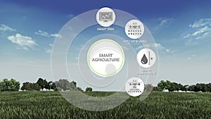 Smart agriculture Smart farming, information graphic icon, around view. internet of things.