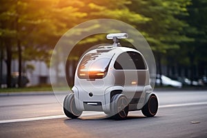 Smart automobile auto vehicle futuristic travel delivery tourism electricity motor car new robot transportation