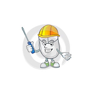 Smart automotive white mouse in cartoon character style