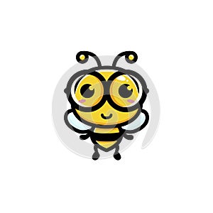 vector of smart bee character with glasses