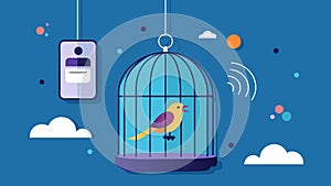 A smart bird cage with a voice recognition feature that responds to your birds calls and chirps creating a personalized