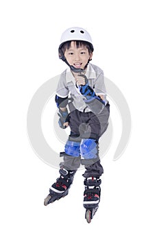 Smart boy playing roller blades