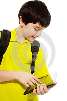 Boy using tablet computer