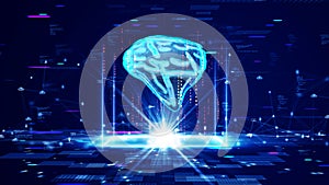 Smart brain concept or artificial intelligence(AI). abstract processing chip computer system big data analysis.