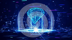 Smart brain concept or artificial intelligence(AI). abstract processing chip computer system big data analysis.
