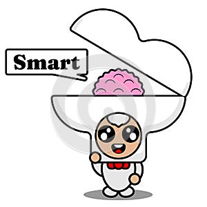 Smart brain half bone mascot costume