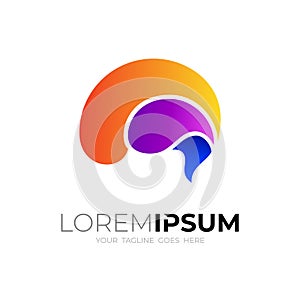 Smart brain logo vector, colorful style