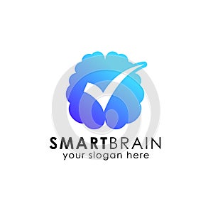 Smart brain logo vector icon. digital brain. brain hub logo. checklist vector illustration